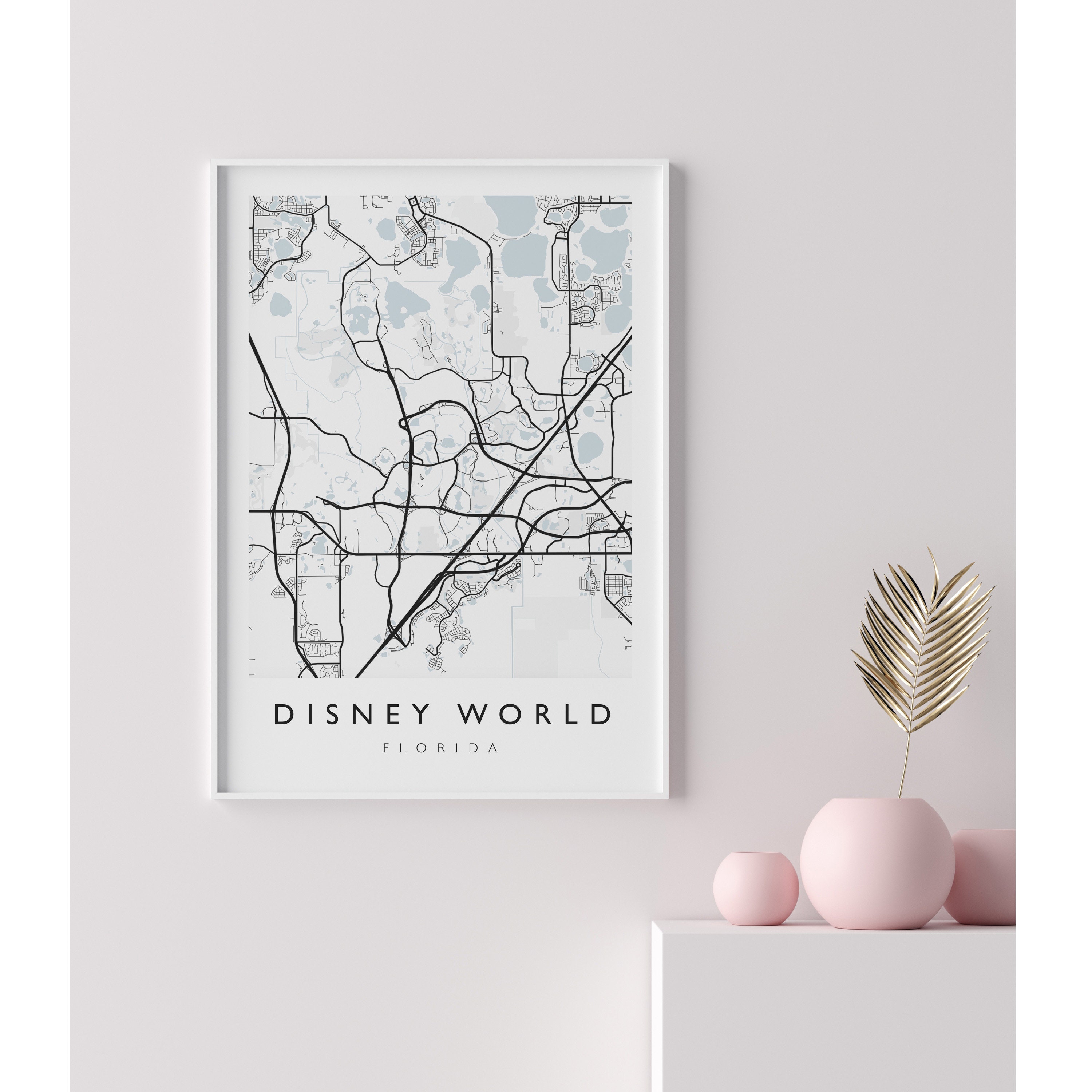 DISNEY WORLD Florida Map City Map Print Disney Florida | Etsy