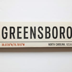 GREENSBORO Handmade Sign - Greensboro NC Wooden Travel Sign - Vintage USA Sign - North Carolina Road Street Sign - Handmade American Gift