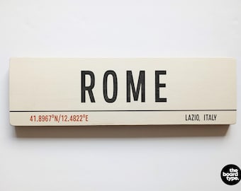 Vintage Rome Travel Sign: Handmade Aged Wooden Decor