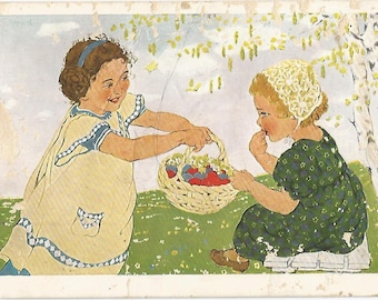 Antique Easter Austrian Postcard.1900-1909 Collectible Art. Rare and Authentic.