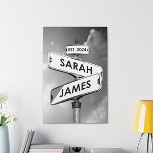 Couples Names Street Sign, Engagement Fiance Gift, Personalized Wedding Gift, Intersection Sign, Road Sign, Canvas, Poster, Digital Download