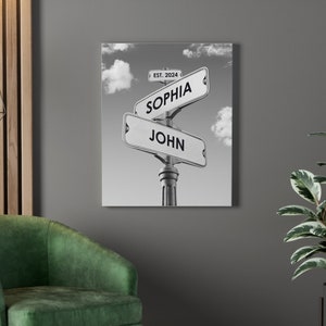 Personalized Street Sign with Names, Couples Street Sign Names on Canvas, Poster, Digital Download Wedding Gifts, Engagement Gift for Couple