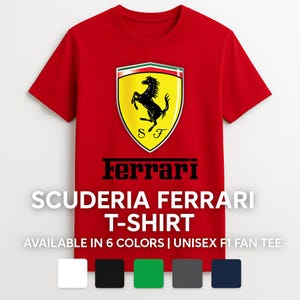 Ferrari T Shirt Scuderia F1 Racing Logo Tee | Prancing Horse Ferrari Shirt Men Women | Formula 1 Fan Gift Car Enthusiast Apparel