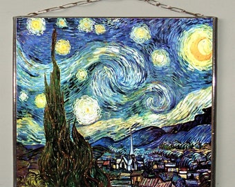 ヴィンセント・ヴァン・ゴッホ - 星月夜。ステンドグラスとキャンバス