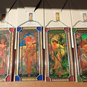 Alphonse Mucha - Topaz.1x Stained Glass and 1x Printing on