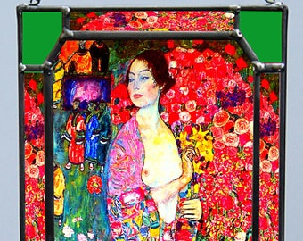 Gustav Klimt - La danseuse. Vitrail et impression sur toile (toile de 280 g/m² d'épaisseur) Cadeau, cadeau