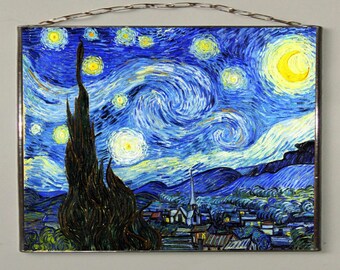 ヴィンセント・ヴァン・ゴッホ - 星月夜。ステンドグラスとキャンバス