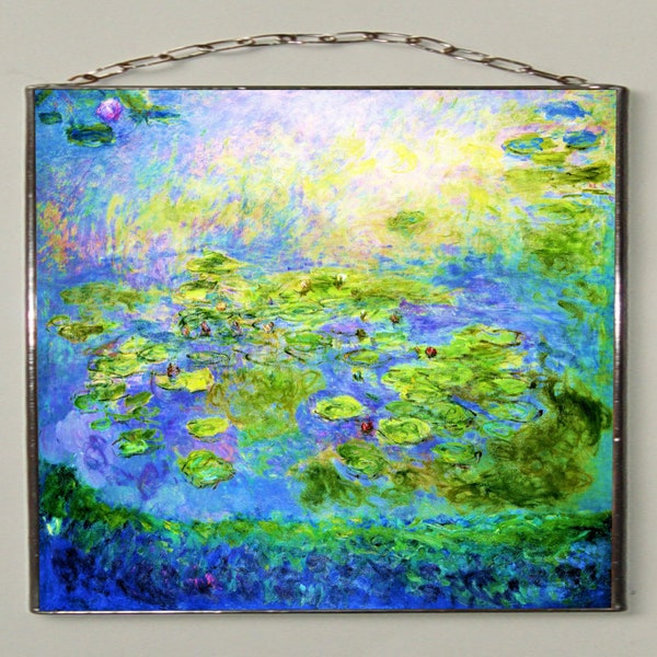 Claude Monet - Nymphéas (Waterliliés) Vitrail et impression sur toile.Cadeau.Cadeau