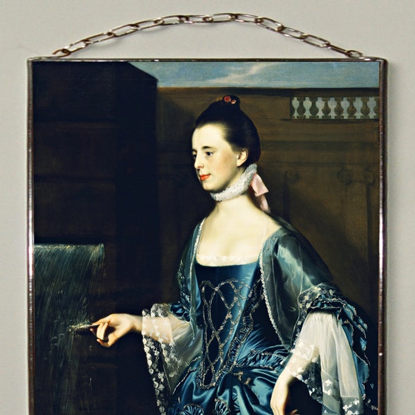 John Singleton Copley - Mrs.Daniel Sargent - Gebrandschilderd glas en print op canvas. Huidige geschenk