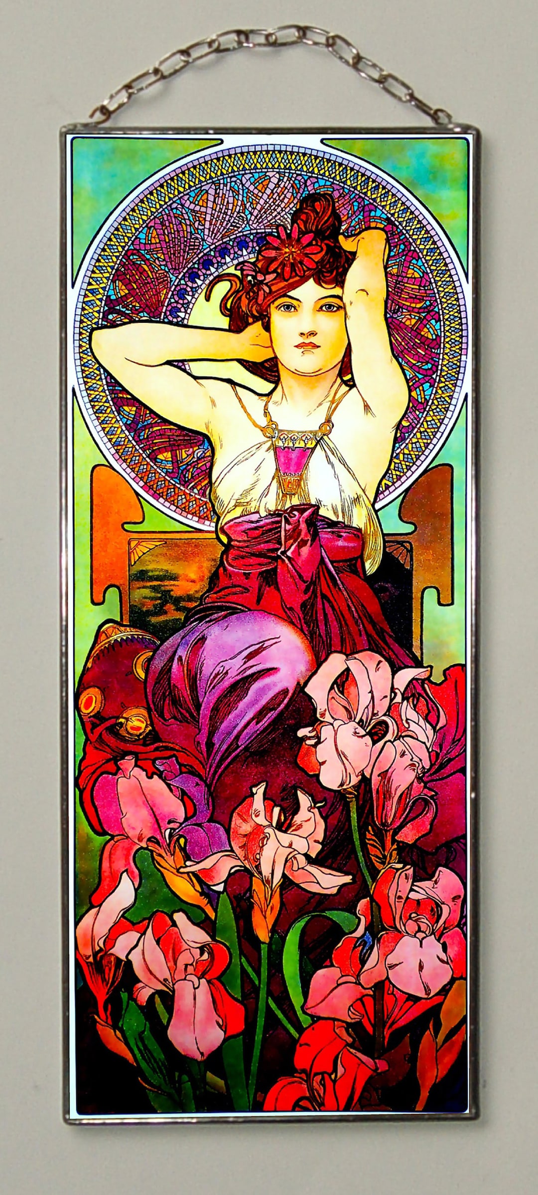 Alphonse Mucha AMETHYST, Stained Glassstained Glass and Printing on