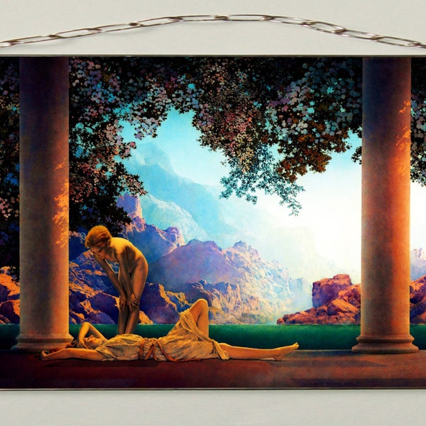 Maxfield Parrish - Daybreak (1922), Stained glass and printing on canvas (280 gsm thick canvas)Present Gift