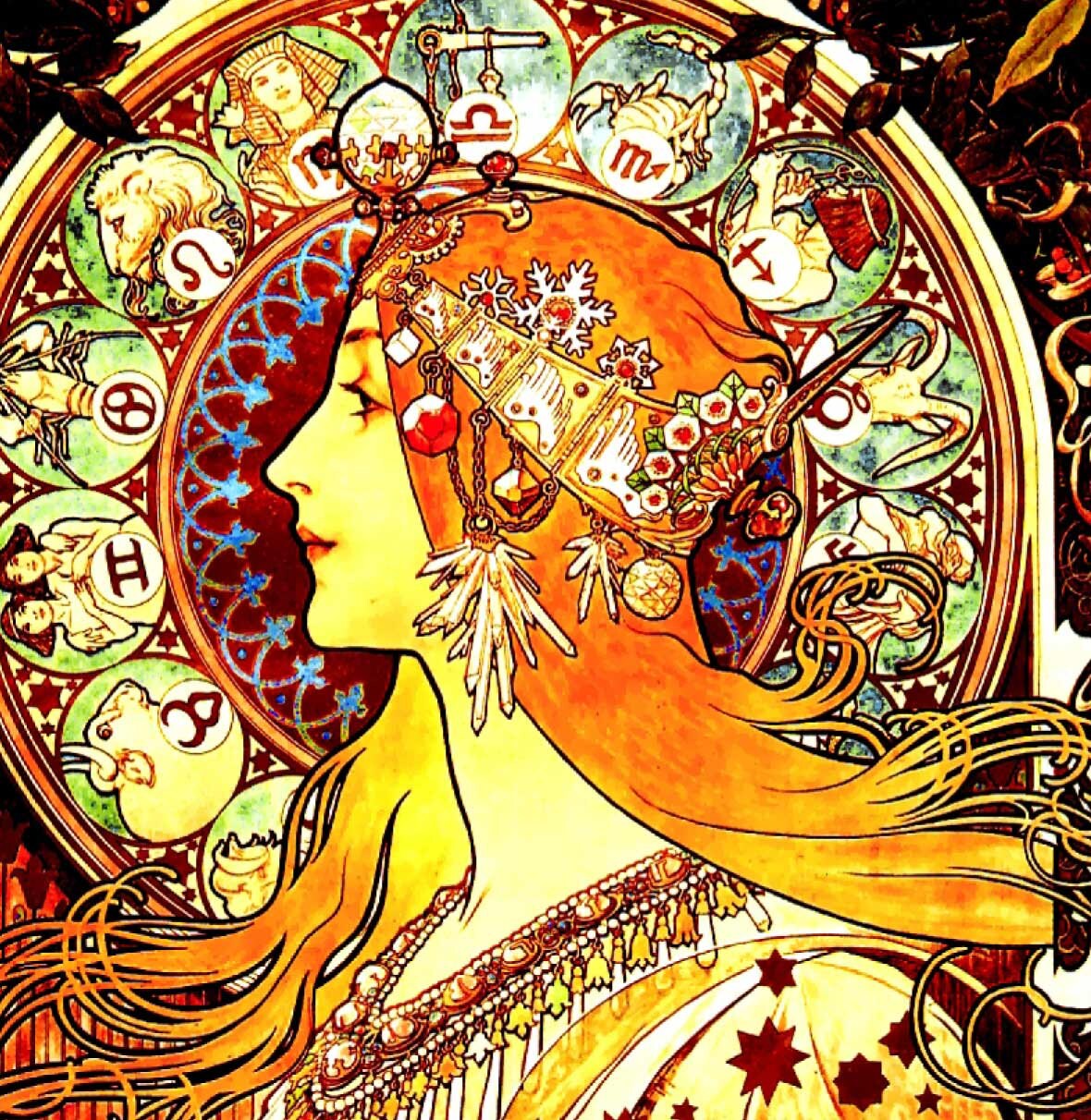 Alphonse Mucha Zodiac Stained glass | Etsy