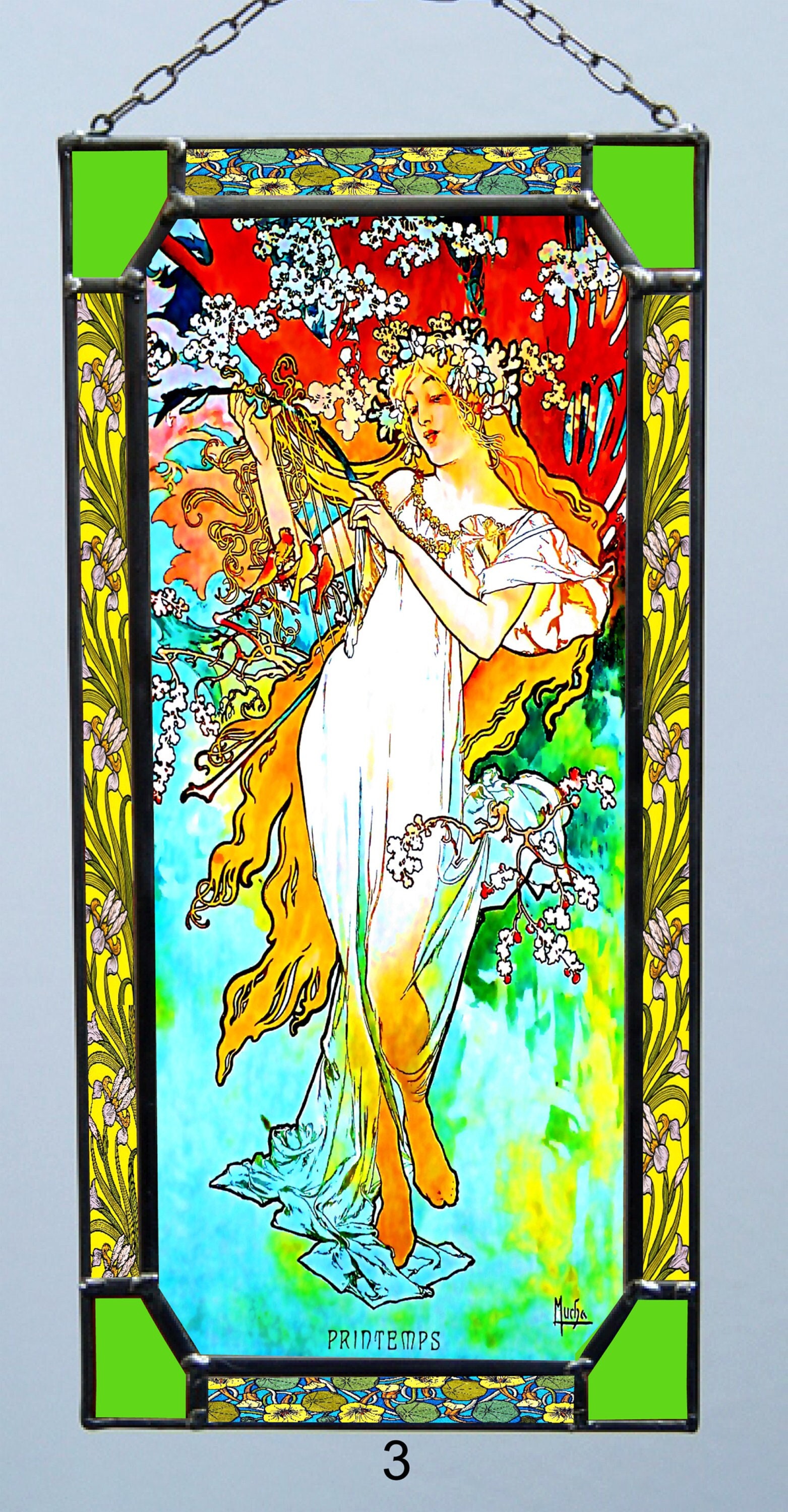 Alphonse Mucha Spring Stained Glass and Canvas Print – Art Nouveau