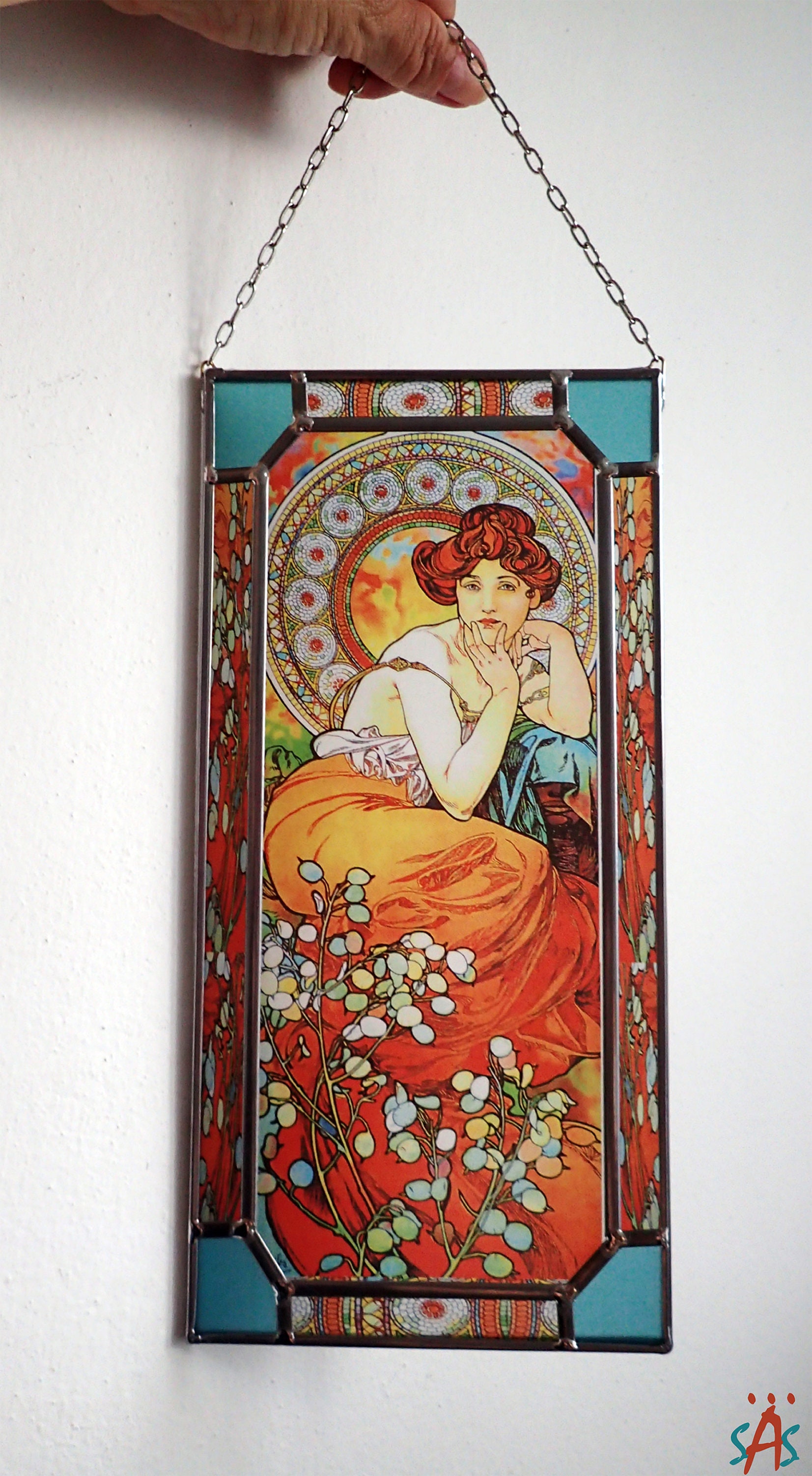 Alphonse Mucha - Topaz.1x Stained Glass and 1x Printing on