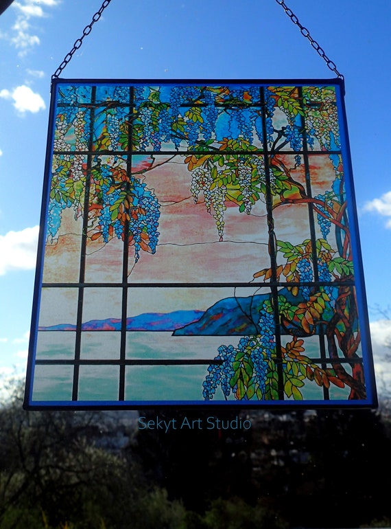ルイス・コンフォート・ティファニー ステンドグラス Wisteria Louis Comfort Tiffany - Wisteria, 1x Stained Glass and 1x