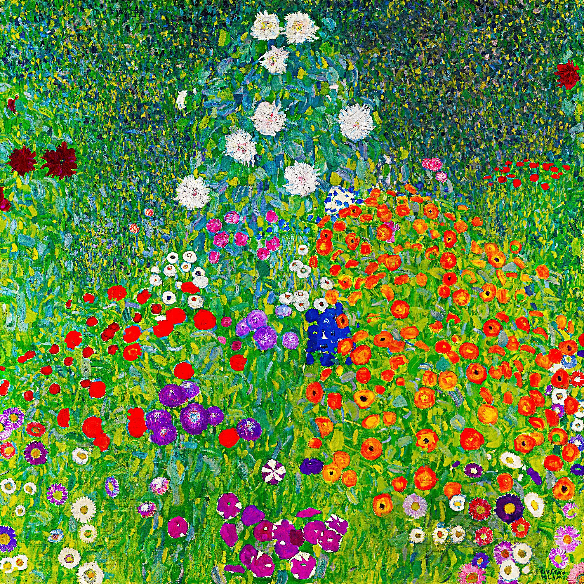 Gustav Klimt Flower Garden – Stained Glass & Matte Canvas Print
