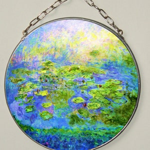 Claude Monet Nymphéas Waterliliés Vitrail et impression sur toile. Cadeau. Cadeau image 2