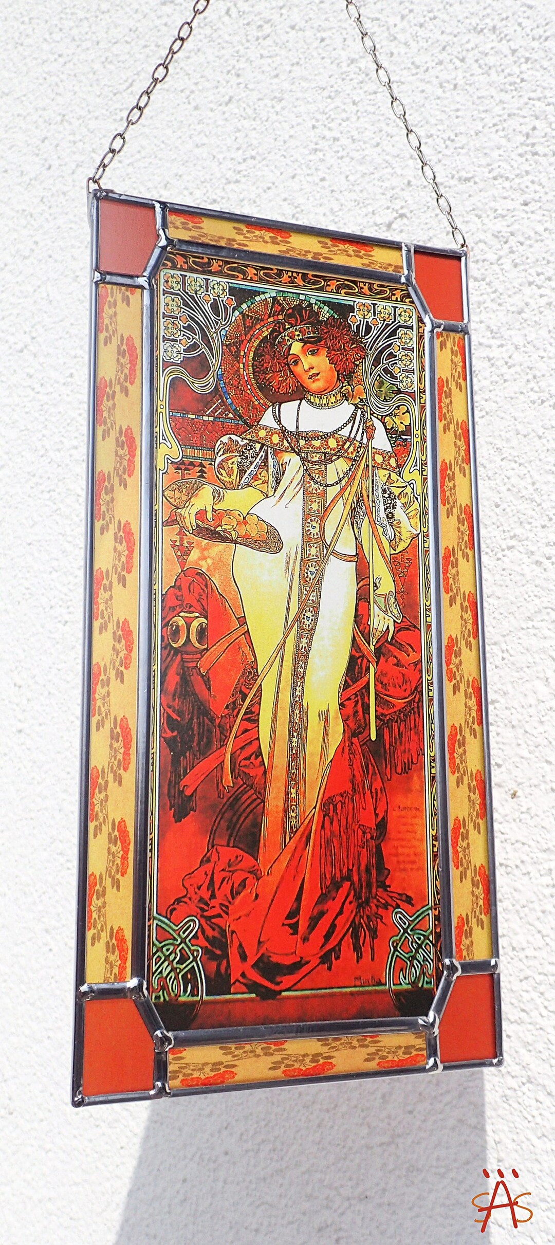 Alphonse Mucha Autumn, Stained Glass and Print on Canvas, canvas 280