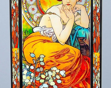 Alphonse Mucha - Topaz.1x Stained Glass and 1x Printing on