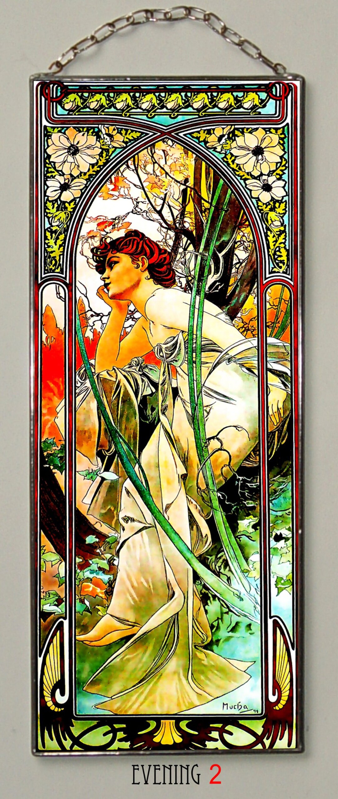 Alphonse Mucha Evening 2. Stained Glass and Printing on - Etsy