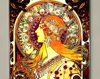 Alphonse Mucha Feather Stained glass