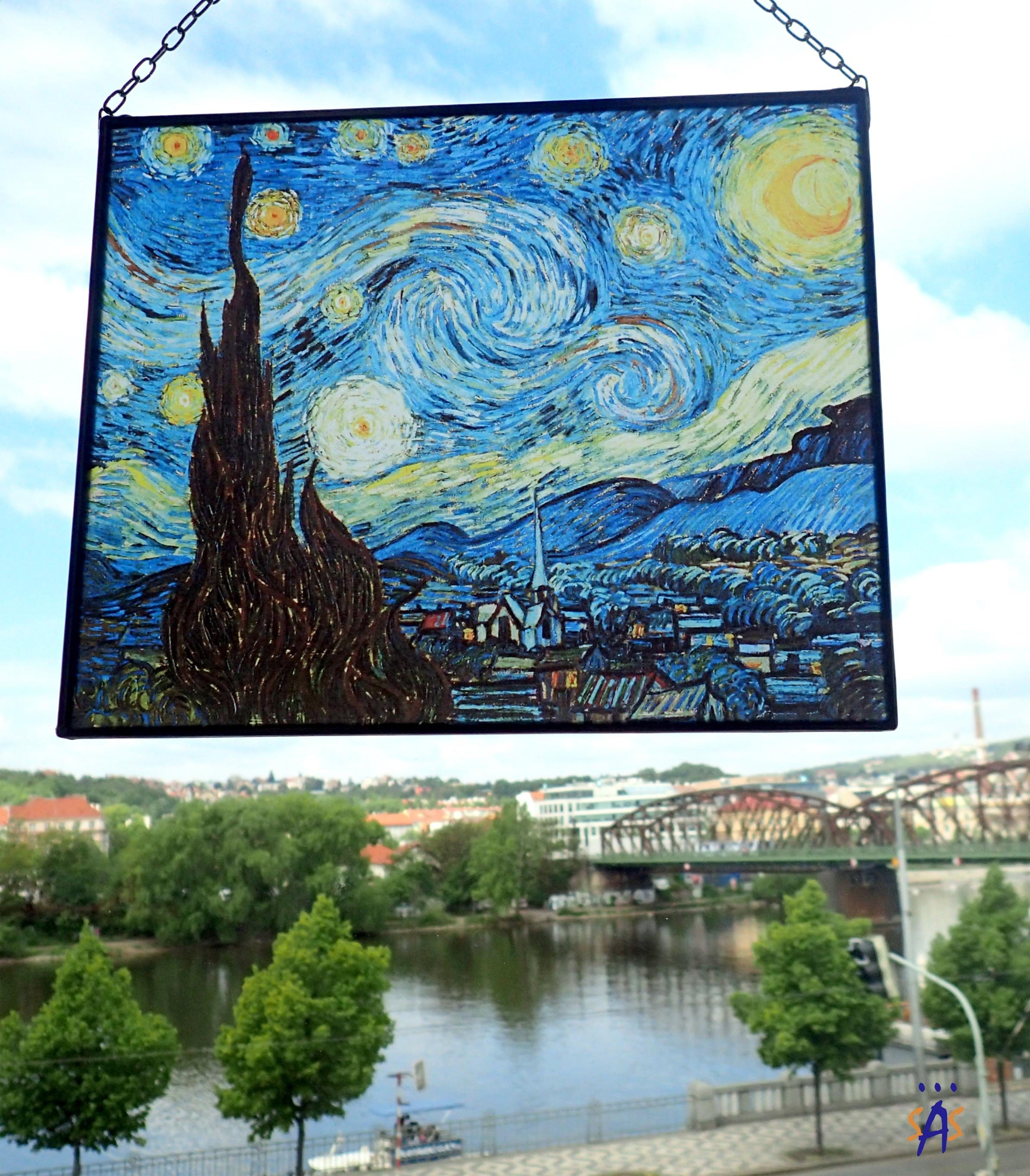 ヴィンセント・ヴァン・ゴッホ - 星月夜。ステンドグラスとキャンバス