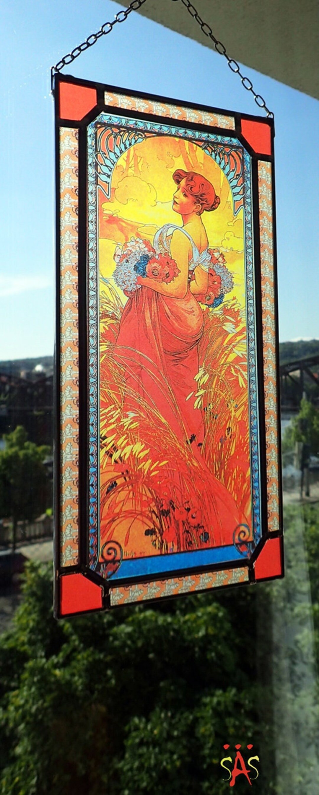 Alphonse Mucha Summer Stained Glass and Printing on Canvas. - Etsy