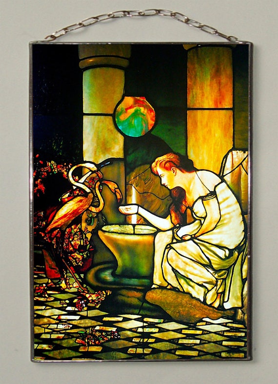 Louis Comfort Tiffany Feeding The Flamingos 1892 Stained Etsy