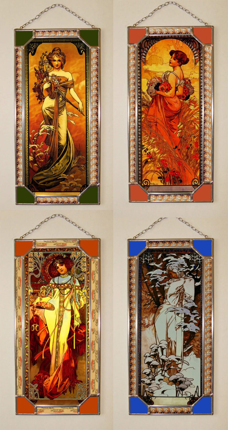 Miroir Mural Mucha "L'Éclat Du Jour" Sérigraphié 51x20 Cm - Art Nouveau