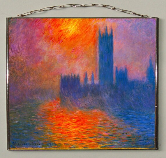 Tableau Toile Claude Monet Coucher De Soleil - Style Impressionnisme - Cadre Prêt à Accrocher - Neuf