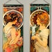 2x Alphonse Mucha - Primrose and Feather, Stained glass and printing on Canvas .Price for both.Art Nouveau. Present,gift,Vac until Oct 10 