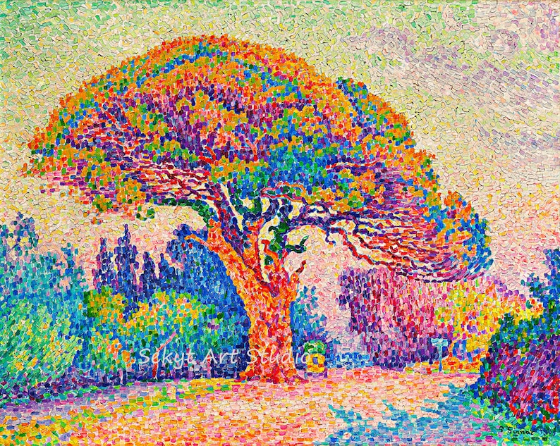 Paul Signac-El pino en Saint Tropez.Vidriera e impresión sobre lienzo lienzo de 280 g/m² de espesor, mate Regalo presente imagen 3