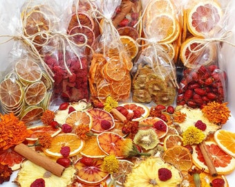 Tranches d'agrumes séchées, tranches de citron, de citron vert, de pamplemousse, d'orange sanguine, de kiwi, de fraise ou d'ananas
