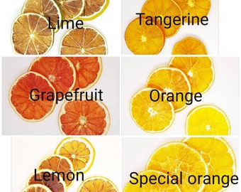Dried real orange slices, lemon, tangerine, lime or grapefruit slices