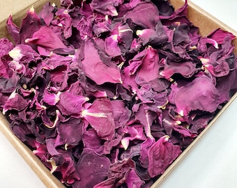 Box of natural dried rose petals