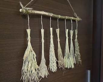 Wall hanging decoration- dried grasses on a stick
