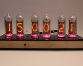 Nixie tube clock include IN-14 tubes and case old school combined with handmade retro decor art Vintage Table Clock