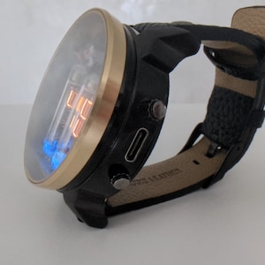 nixie tube watch wrist IV-9 numitron clock ticker style compact neon-lit wristwatch glowing gas discharge tubes image 3