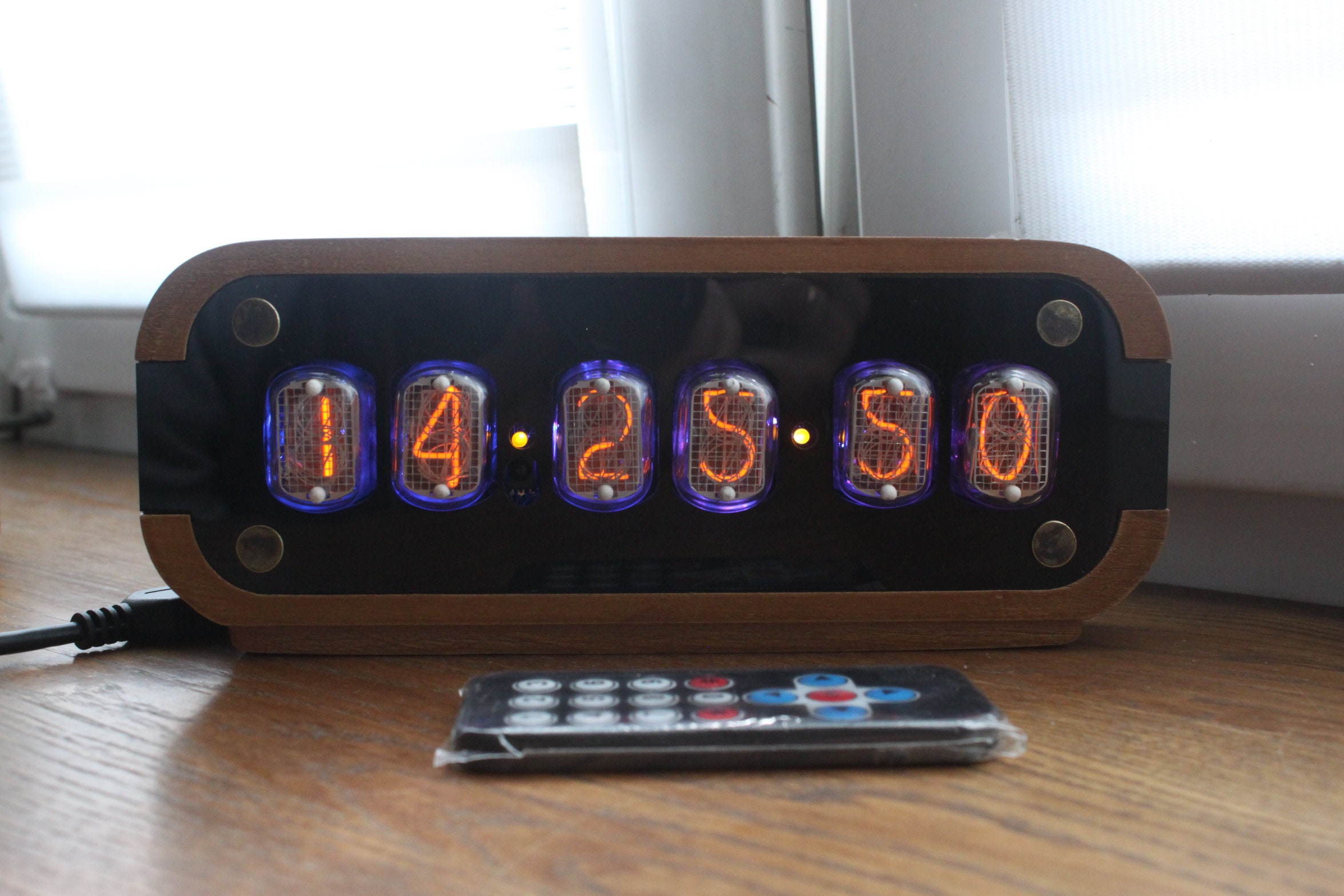 Nixie tube clock in12 desk alarm clock with motion sensor Etsy