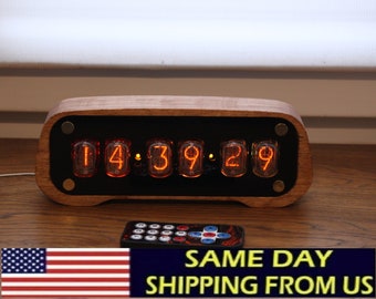 Nixie tube clock with IN-12 tubes and case, fully assembled, remote control, shipping from US