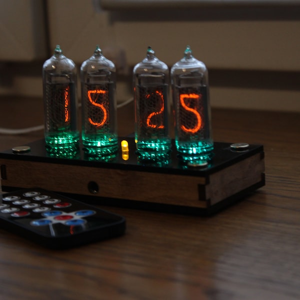 Nixie tube clock include IN-14 tubes and case || old school combined with handmade retro decor art || Vintage Table Clock