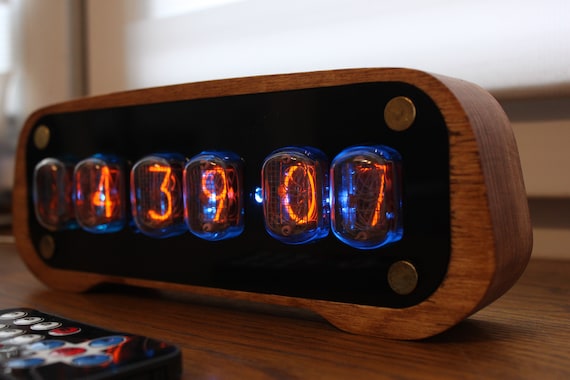 Nixie tube clock, include IN-14 tubes and plywood case