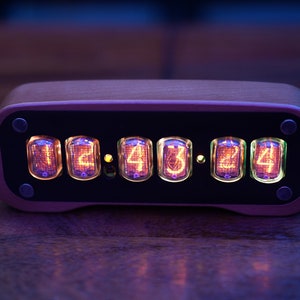 Nixie tube clock with IN-12 tubes with enclosure fully assembled, handmade retro decor art, Vintage Table Clock image 8