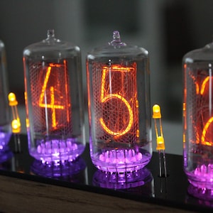 Nixie tube clock with BIG RTF tubes Z566M same size as IN-18 remote control temperature and enclosure handmade wooden housing image 10