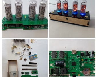 Nixie Clock DIY kit in-14 in14 Incluye tubos, todas las piezas, caja, control remoto, toma USB tipo C, alarma, sensor de movimiento