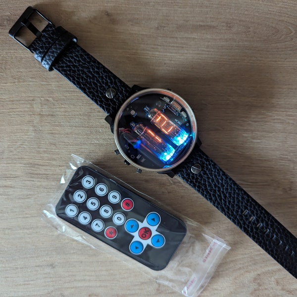 Reloj de pulsera con tubo nixie IV-9 reloj numitrón estilo ticker reloj de pulsera compacto con luz de neón tubos de descarga de gas brillantes