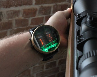 nixie tube BIG watch wrist clock z570m  2.3inch 4.5oz gift for him neon bulb