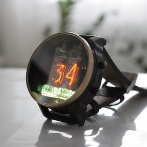 nixie tube watch wrist IN-16 clock ticker style compact neon-lit wristwatch glowing gas discharge tubes with modern ergonomics wearable zdjęcie 6