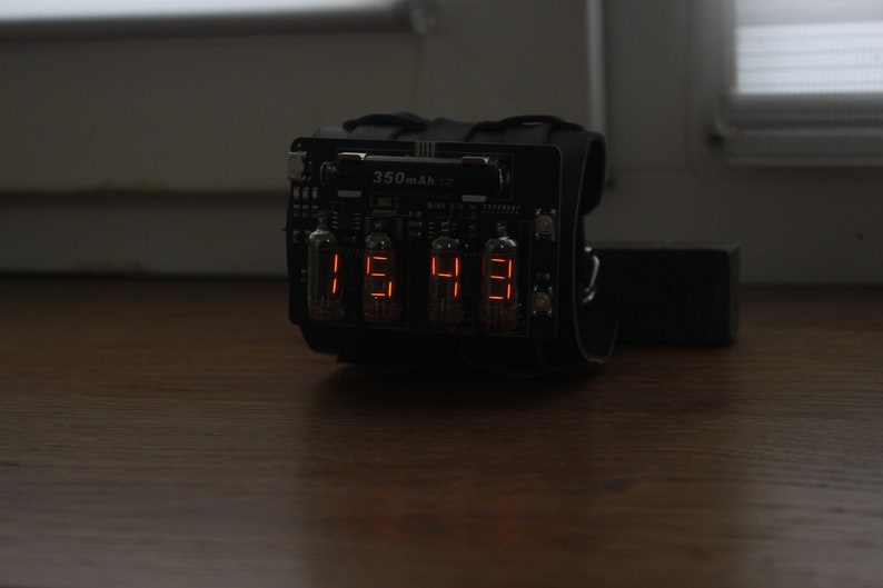 nixie era vfd numitron smallest ussr tubes iv-16 wrist watch clock steam punk portable image 4