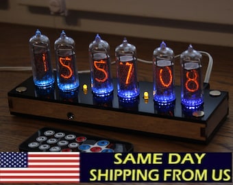 Nixie tube clock include IN-14 tubes and case old school combined with handmade retro Vintage Table Clock with USB type C socket